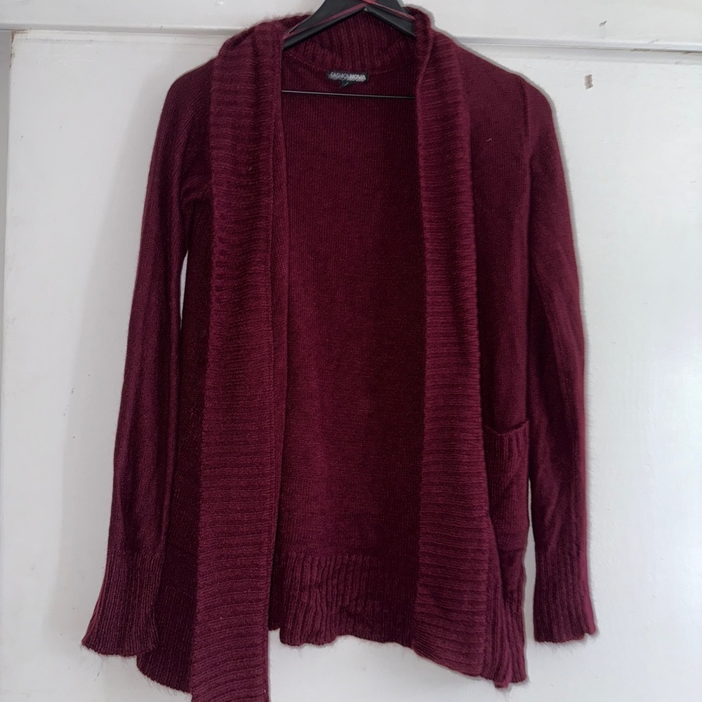 Fashion Nova Red Knit Cardigan Sweater